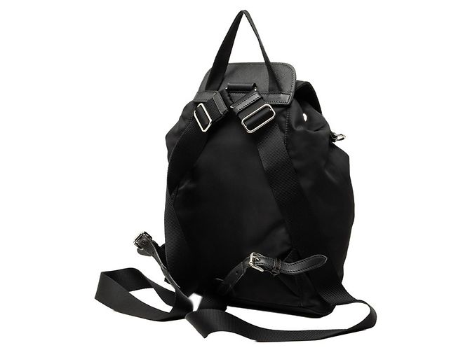 Mochila Prada Logo negra de nailon y cuero Negro - vista 2