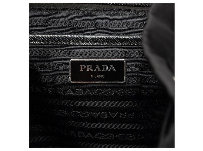 Mochila Prada Logo negra de nailon y cuero Negro - vista 5