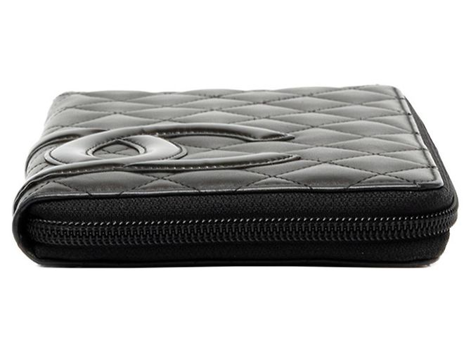Chanel Cambon Line Coco Mark Round Zipper Long Wallet Black Silvery - view 3