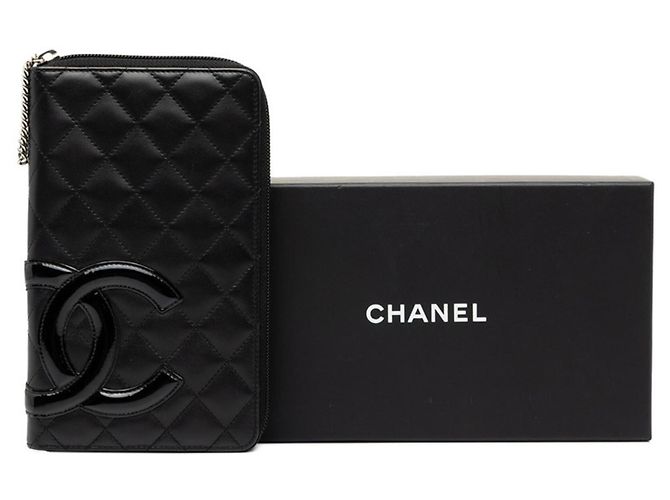 Chanel Cambon Line Coco Mark Round Zipper Long Wallet Black Silvery - view 7