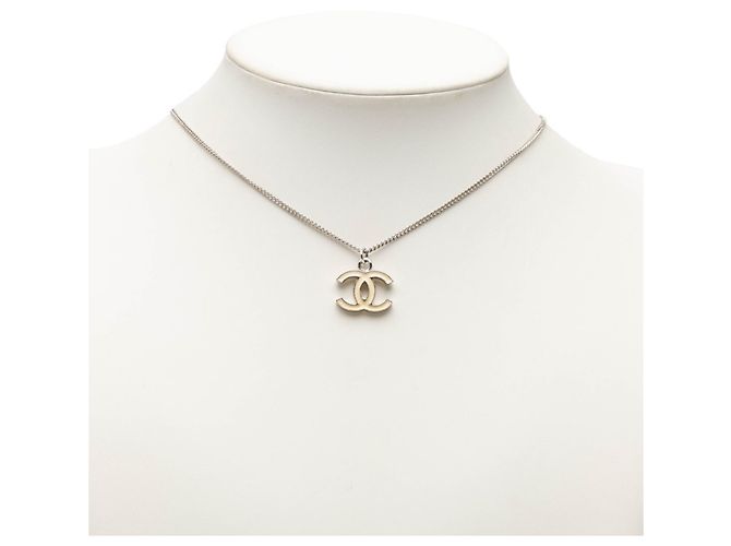 Collar con colgante Chanel Coco Mark Plata Blanco - vista 5
