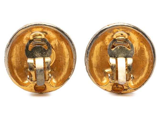 Chanel Vintage Logo Runde Clip-Ohrringe Golden - Ansicht 2