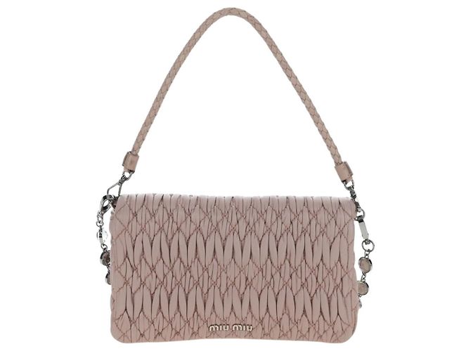 Clutch Miu Miu em couro Matelassé com cristais Medium Rosa - vista 2
