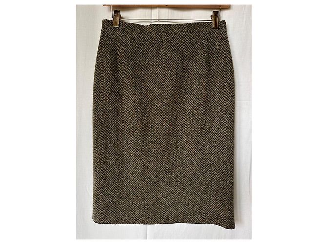 Autre Marque Falda de tweed Metradamo de lana Castaño Verde oscuro - vista 3