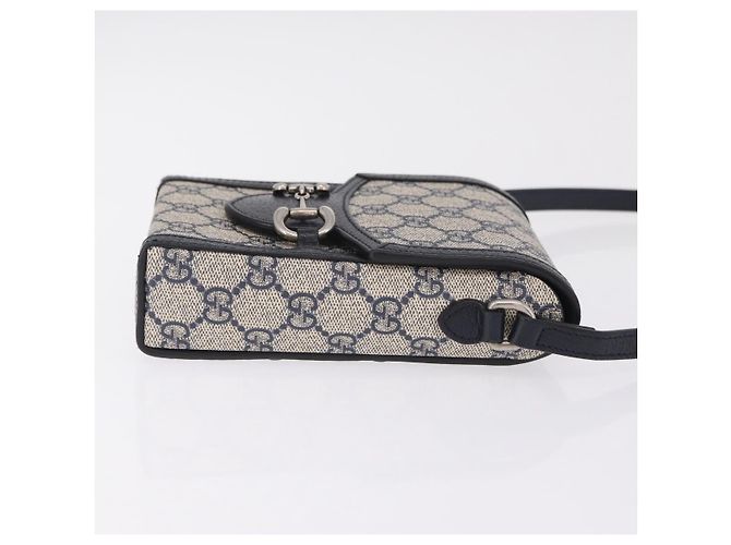Gucci Horsebit 1955 GG Coated Canvas with Leather Mini Azul marino - vista 3