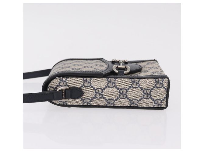 Gucci Horsebit 1955 GG Coated Canvas with Leather Mini Azul marino - vista 4