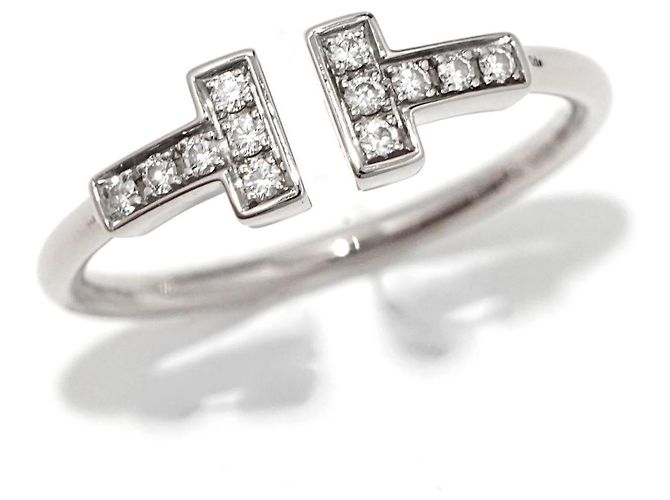 Tiffany & Co. T Wire Ring aus 18K Weißgold mit Diamanten, Gr. 56 - Ansicht 5
