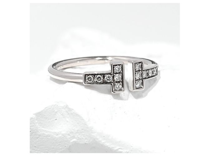 Tiffany & Co. T Wire Ring aus 18K Weißgold mit Diamanten, Gr. 56 - Ansicht 6