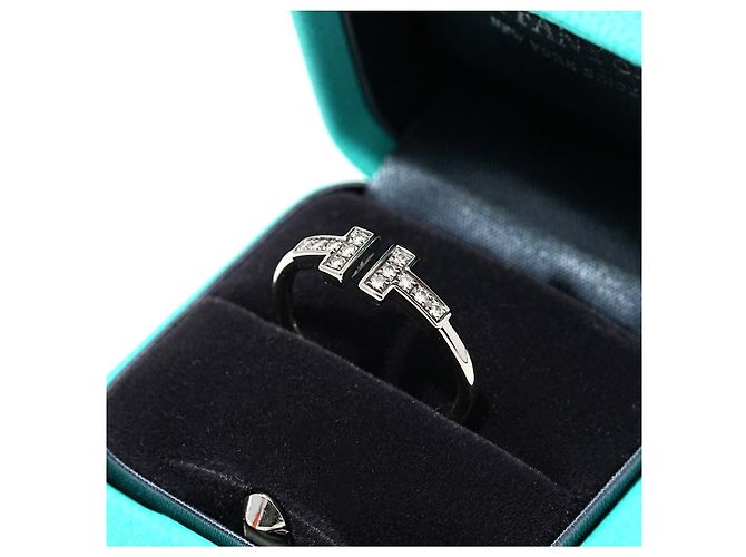 Tiffany & Co. T Wire Ring aus 18K Weißgold mit Diamanten, Gr. 56 - Ansicht 7