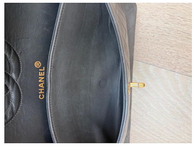 Chanel Classic Double Flap Tasche aus grauem Leder - Ansicht 11