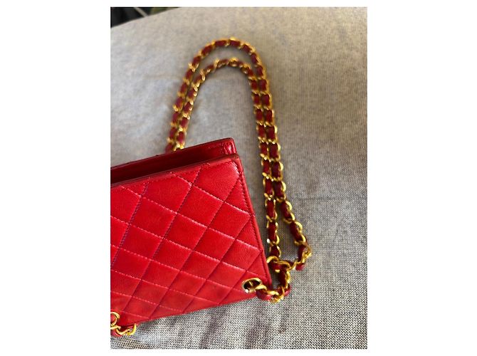 Chanel Borsa a Tracolla in Pelle Matelassé Rossa Rosso - vista 10