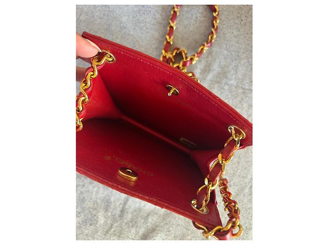 Chanel Borsa a Tracolla in Pelle Matelassé Rossa Rosso - vista 12