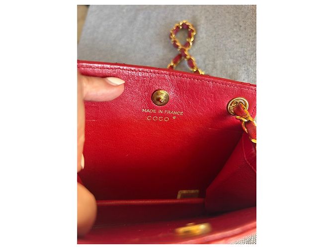 Chanel Borsa a Tracolla in Pelle Matelassé Rossa Rosso - vista 13