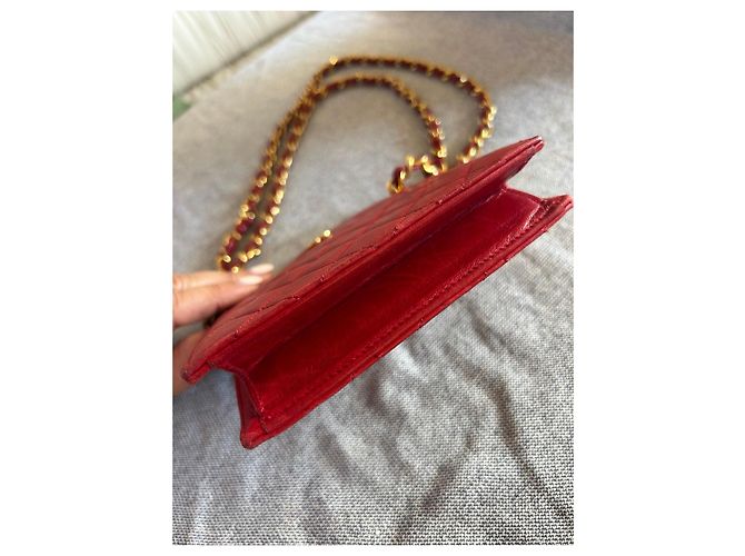 Chanel Borsa a Tracolla in Pelle Matelassé Rossa Rosso - vista 16