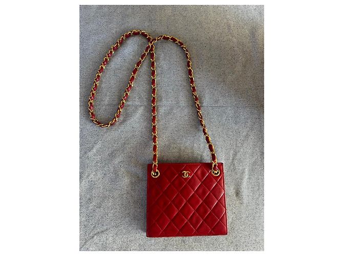 Chanel Borsa a Tracolla in Pelle Matelassé Rossa Rosso - vista 3
