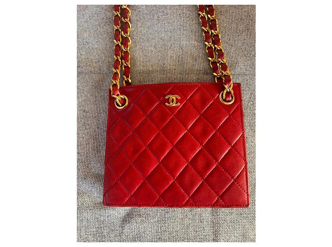 Chanel Borsa a Tracolla in Pelle Matelassé Rossa Rosso - vista 7