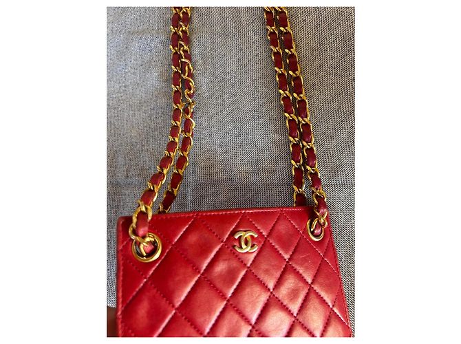 Chanel Borsa a Tracolla in Pelle Matelassé Rossa Rosso - vista 8