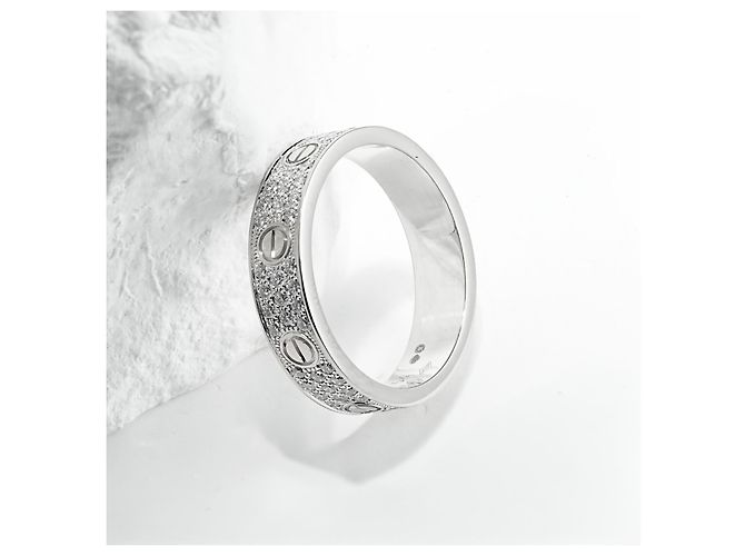 Cartier Love Pavé Diamantring Weißgold 18K Größe 54 - Ansicht 3