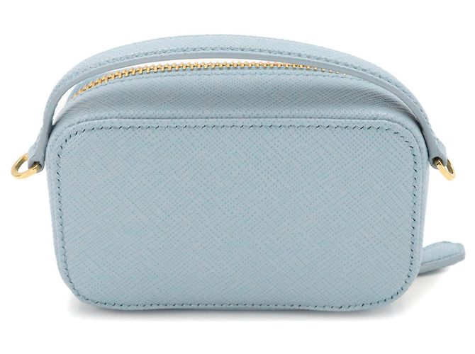 Prada Saffiano Triangle Mini Handbag Pouch Light blue - view 3