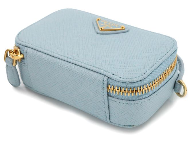 Prada Saffiano Triangle Mini Handbag Pouch Light blue - view 5