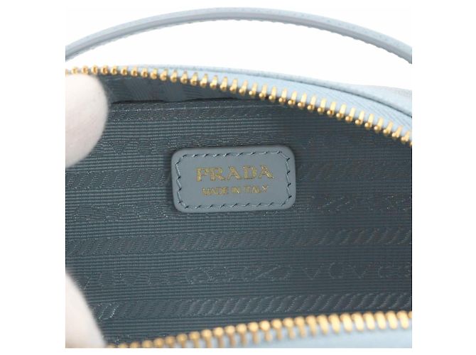 Prada Saffiano Triangle Mini Handbag Pouch Light blue - view 8