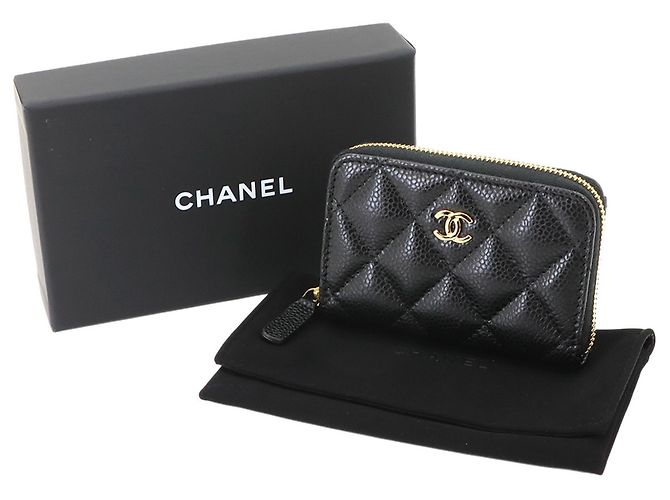 Timeless Chanel Matelassé Classic Münzbeutel mit Reißverschluss Schwarz - Ansicht 2