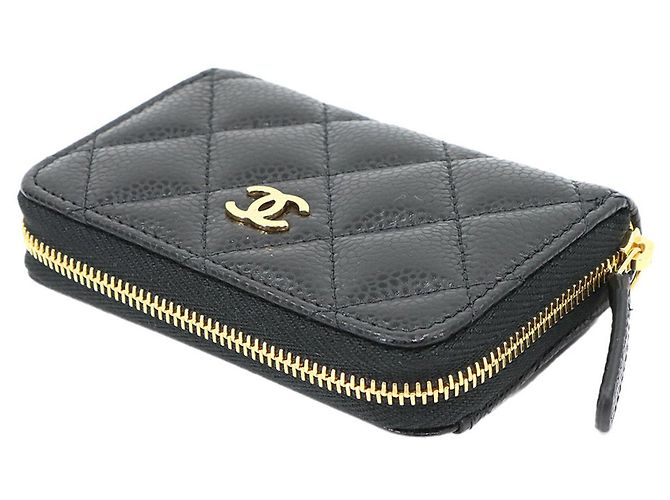 Timeless Chanel Matelassé Classic Münzbeutel mit Reißverschluss Schwarz - Ansicht 5