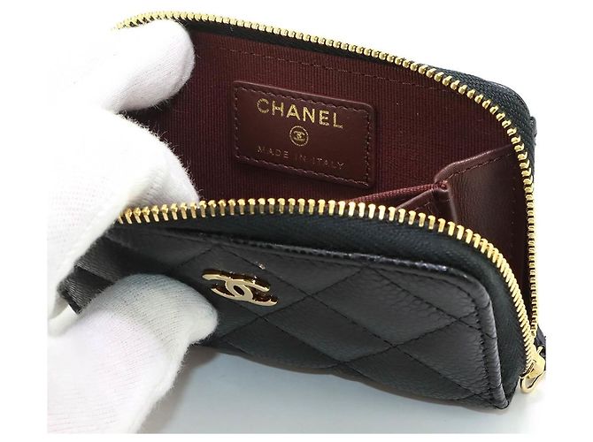 Timeless Chanel Matelassé Classic Münzbeutel mit Reißverschluss Schwarz - Ansicht 7