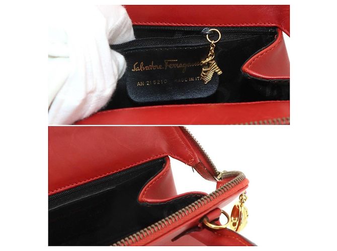 Borsa a mano e a tracolla 2-way in pelle rossa Salvatore Ferragamo Rosso - vista 7