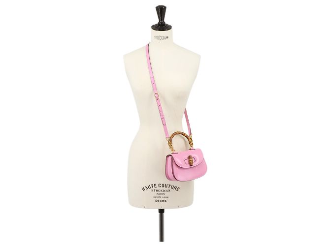 Mini mala de mão Gucci Bamboo Rosa - vista 10