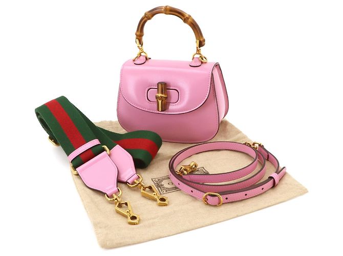 Mini mala de mão Gucci Bamboo Rosa - vista 2
