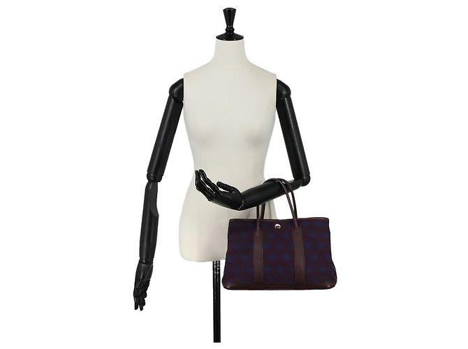 Hermès Borsa a mano Hermes Garden Party TPM Tote Bordò Blu navy - vista 10
