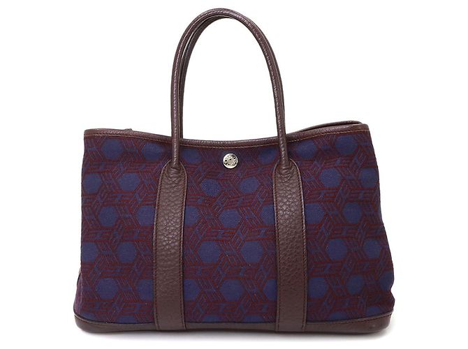 Hermès Borsa a mano Hermes Garden Party TPM Tote Bordò Blu navy - vista 3