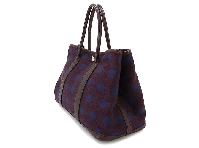 Hermès Borsa a mano Hermes Garden Party TPM Tote Bordò Blu navy - vista 4