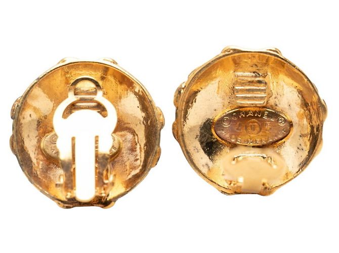 Boucles d'oreilles clips Chanel Coco Mark plaquées or Doré - vue 3