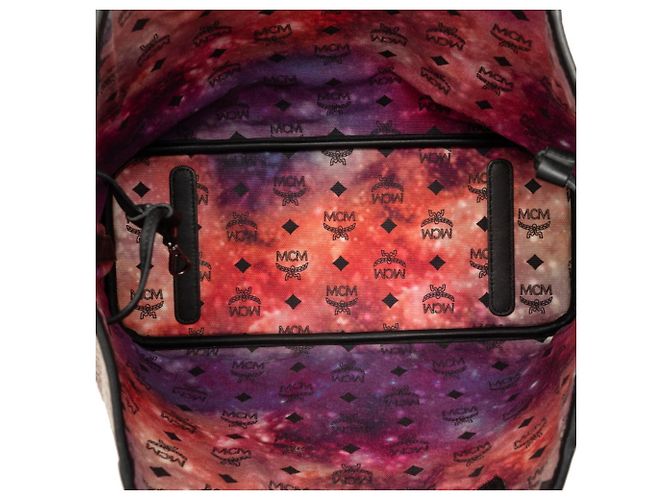 MCM Visetos Logogram Reversible Shoulder Bag Tote Black Red Multiple colors - view 4