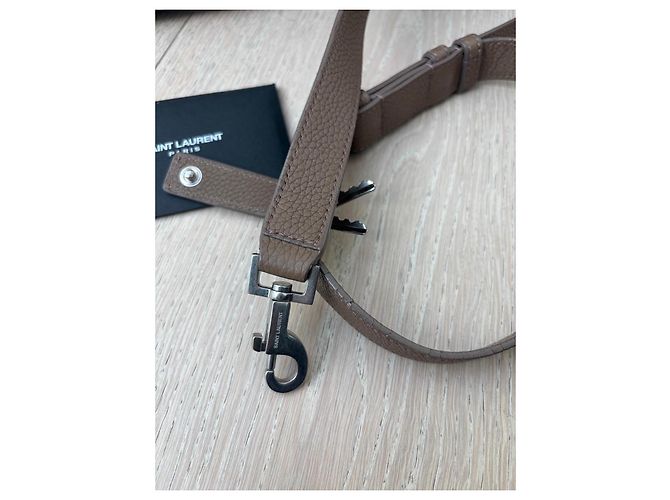 Autre Marque Saint Laurent Sac de Jour Souple Borsa a Mano Pelle Marrone Beige Taupe - vista 11