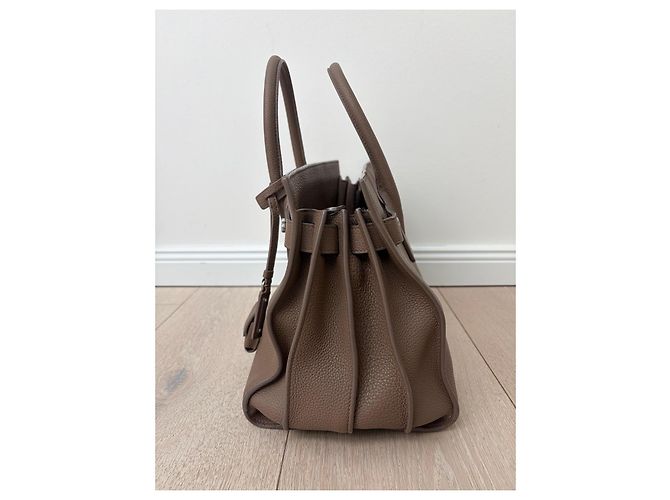 Autre Marque Saint Laurent Sac de Jour Souple Borsa a Mano Pelle Marrone Beige Taupe - vista 17