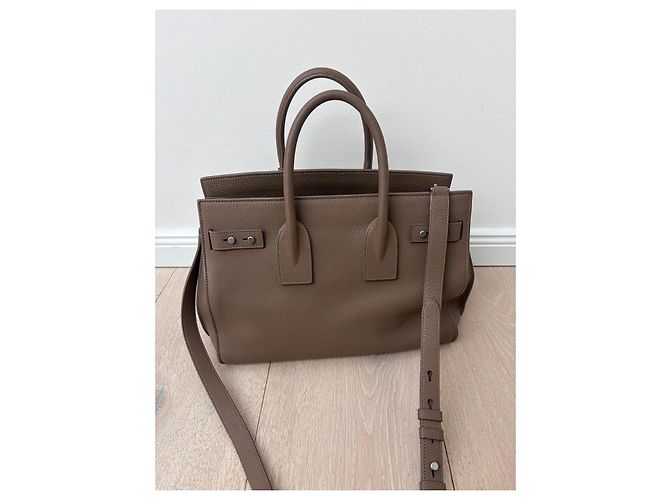 Autre Marque Saint Laurent Sac de Jour Souple Borsa a Mano Pelle Marrone Beige Taupe - vista 2