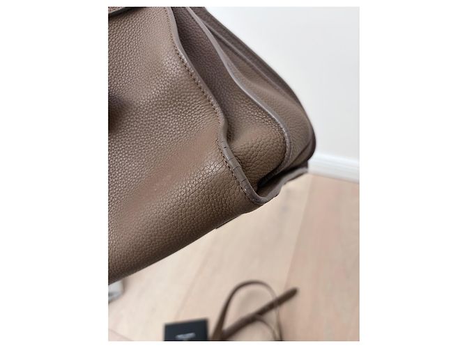 Autre Marque Saint Laurent Sac de Jour Souple Borsa a Mano Pelle Marrone Beige Taupe - vista 20