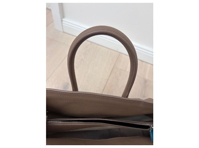 Autre Marque Saint Laurent Sac de Jour Souple Borsa a Mano Pelle Marrone Beige Taupe - vista 9