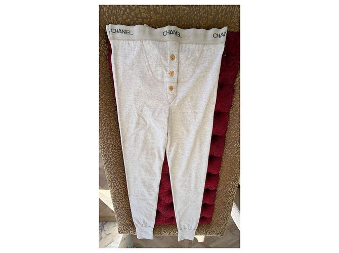 Leggings Chanel de mezcla de algodón con logo en cintura Beige - vista 2
