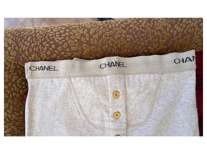 Leggings Chanel de mezcla de algodón con logo en cintura Beige - vista 4