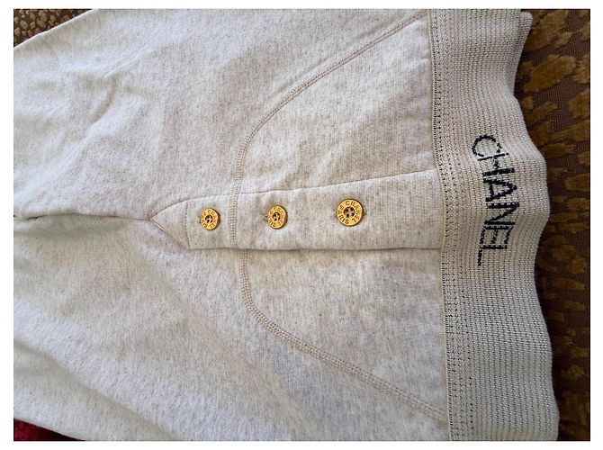 Leggings Chanel de mezcla de algodón con logo en cintura Beige - vista 5