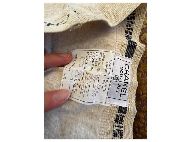 Leggings Chanel de mezcla de algodón con logo en cintura Beige - vista 8