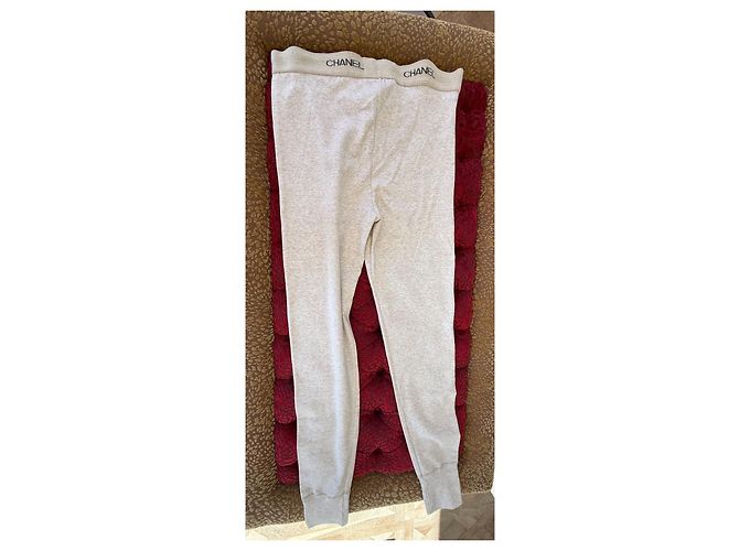 Leggings Chanel de mezcla de algodón con logo en cintura Beige - vista 9
