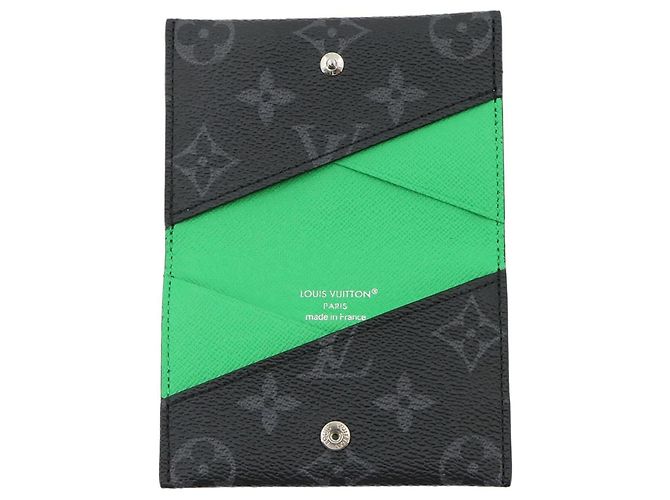 Louis Vuitton Monogram Eclipse Card Case Negro Verde Monograma - vista 6