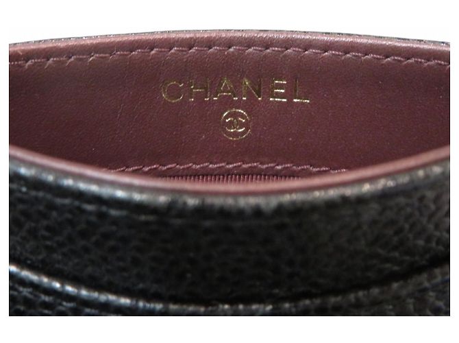 Tarjetero Chanel en piel caviar negra Negro - vista 4