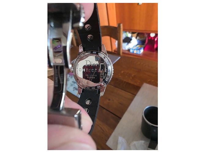 Relógio Dior Chrystal em aço e diamantes Preto Hardware prateado - vista 3