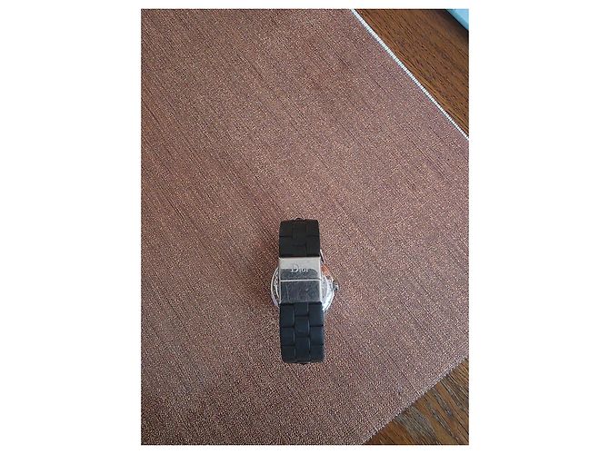 Relógio Dior Chrystal em aço e diamantes Preto Hardware prateado - vista 4